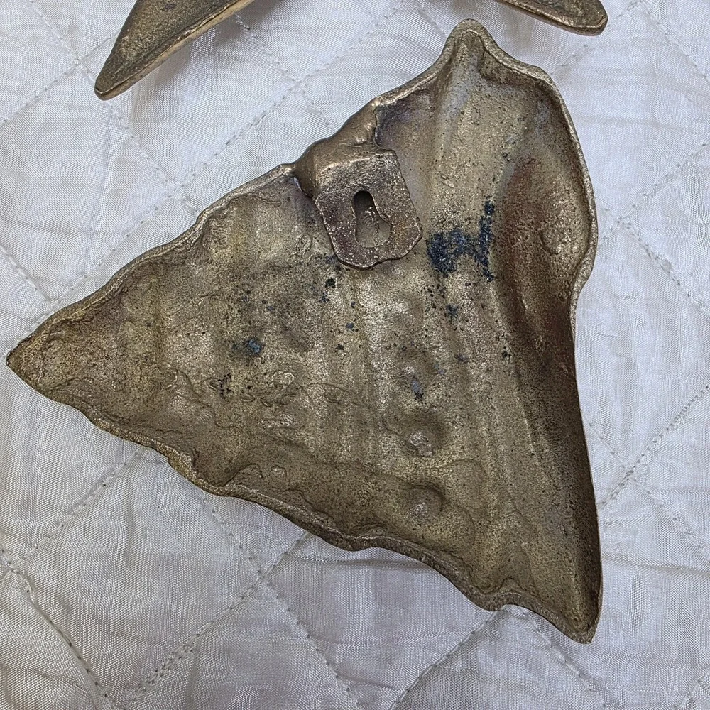 Vintage MCM Solid Brass Sea Shells Starfish Wall Hanging Decor Set of 4 Art Deco